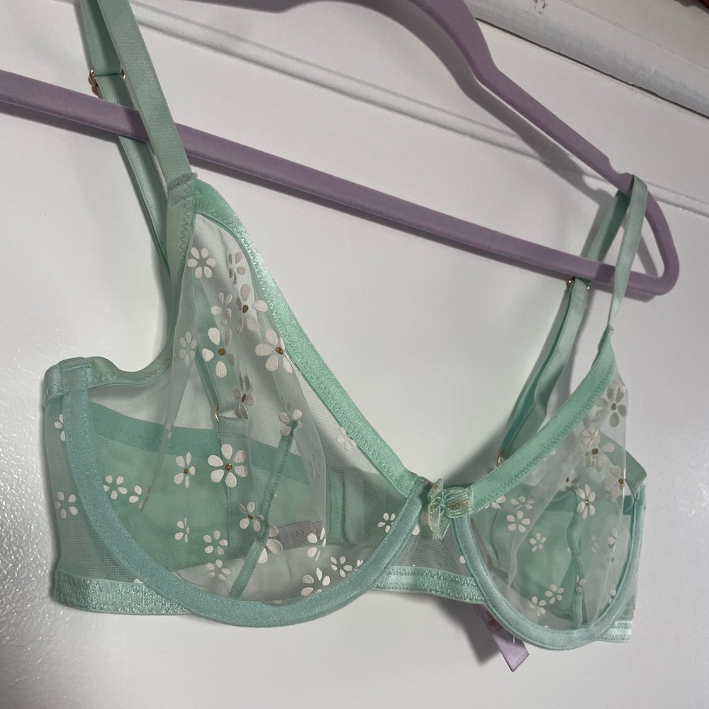 Flower Embroidered Sheer Bra